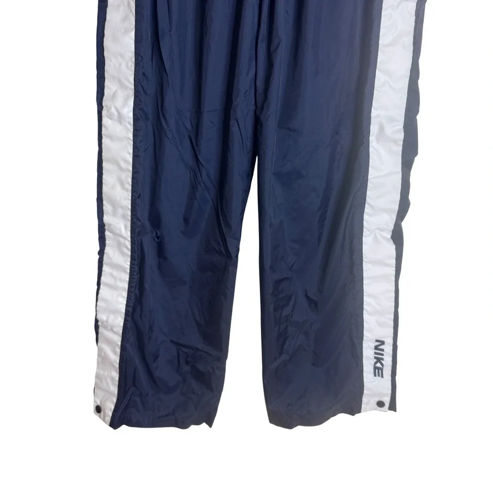 Nike Track Pants Men's Vintage Tear Away Snap Side Navy Blue White Large